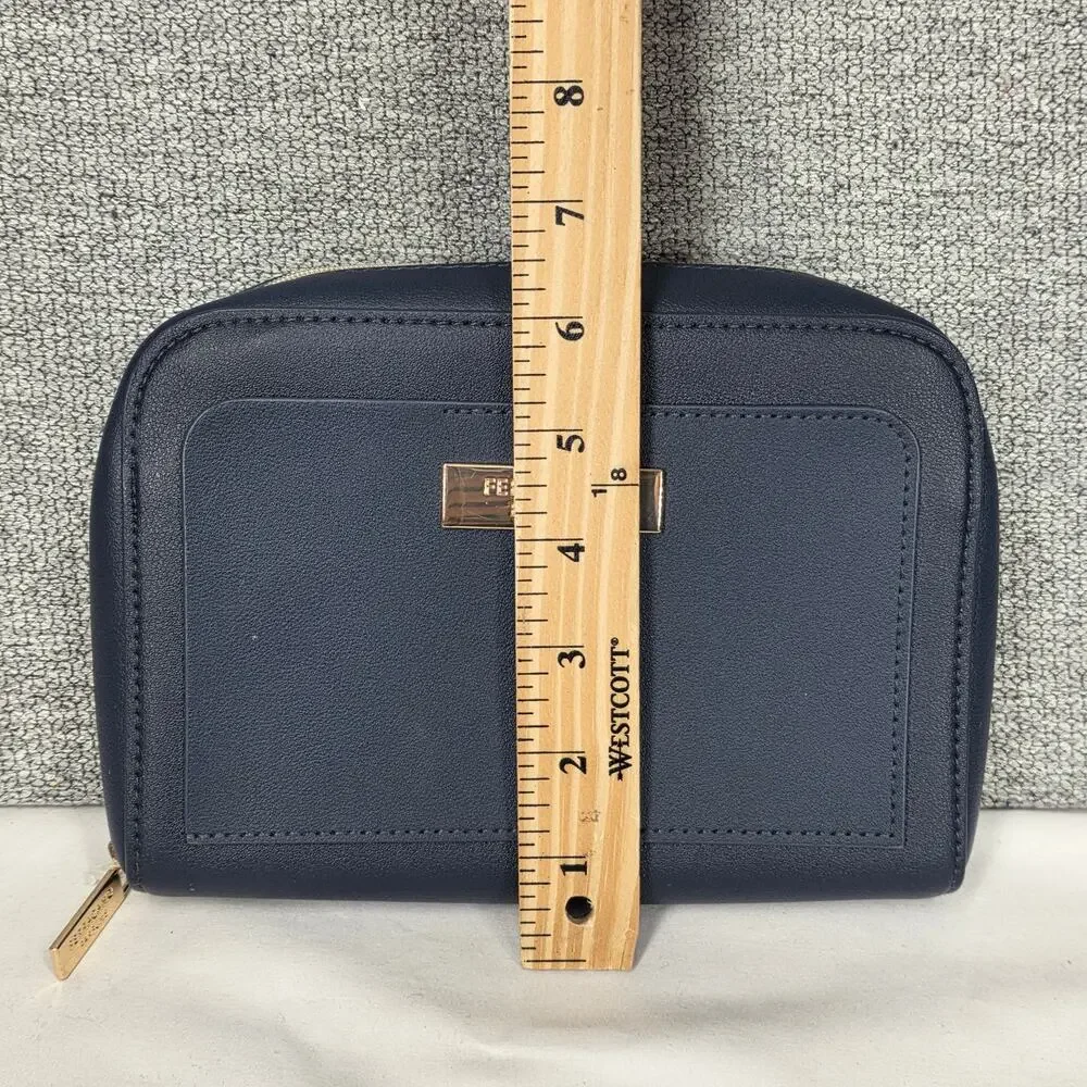 FERRAGAMO PARFUMS x AIR INDIA AMENITY POUCH – NAVY BLUE – GOLD HARDWARE – 8x6x2